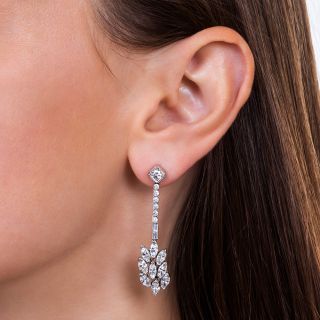 Mid-Century Diamond Earrings with Marquise Diamond Clusters