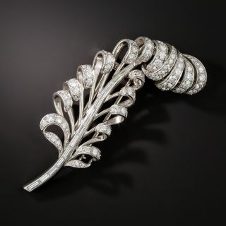 Mid-Century Diamond Feather Brooch - 7