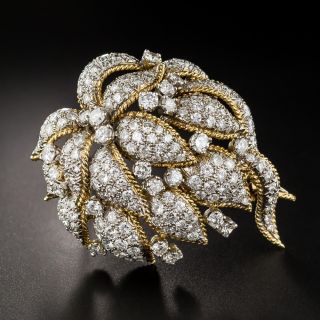 Mid-Century Diamond Floral Cluster Brooch - 7