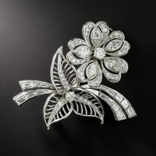 Mid-Century Diamond Flower Brooch - 3