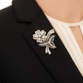 Mid-Century Diamond Flower Brooch
