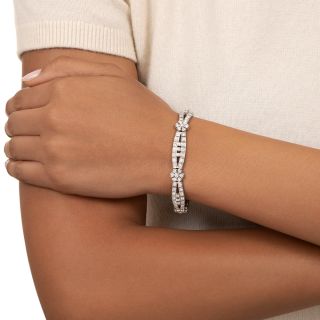 Mid-Century Diamond Flower Link Bracelet
