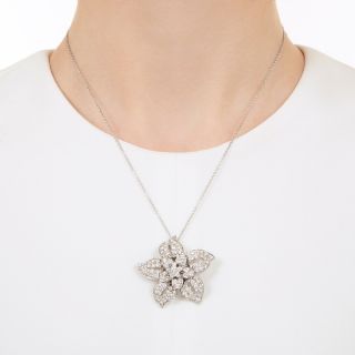 Mid-Century Diamond Flower Pendant
