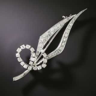 Mid-Century Diamond Leaf Brooch - 1