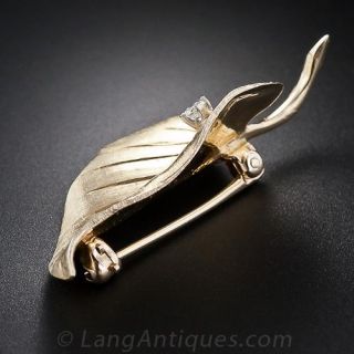 Mid-Century Diamond Leaf Pin