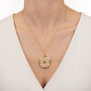 Mid-Century Diamond Medallion Necklace