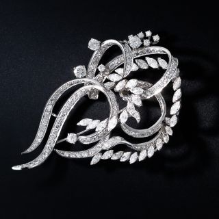 Mid-Century Diamond Ribbon Brooch - 5