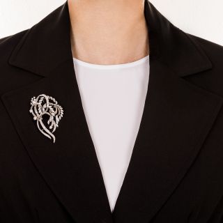 Mid-Century Diamond Ribbon Brooch