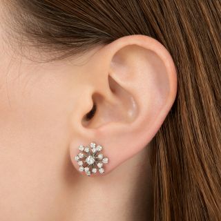 Mid-Century Diamond Snowflake Cluster Earrings