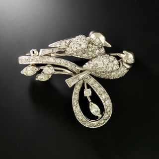 Mid-Century Diamond Song Birds Brooch - 2