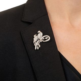 Mid-Century Diamond Song Birds Brooch