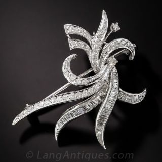 Mid-Century Diamond Spray Brooch