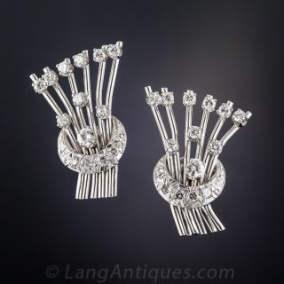 Mid-Century Diamond Spray Earrings - 2
