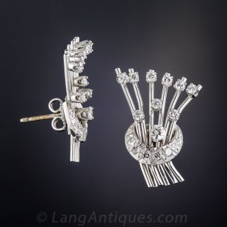 Mid-Century Diamond Spray Earrings