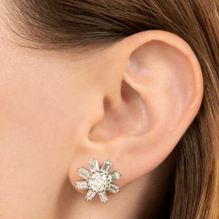 Mid-Century Diamond Starburst Earrings - GIA