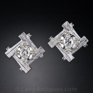 Mid-Century Diamond Stud Earrings