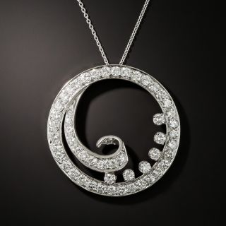 Mid-Century Diamond Swirl Circle Pendant - 2