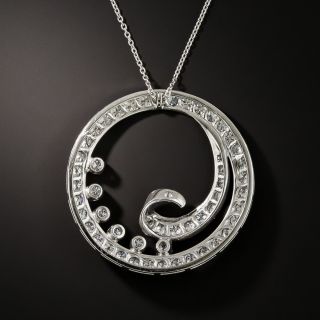 Mid-Century Diamond Swirl Circle Pendant