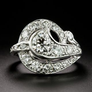 Mid-Century Diamond Swirl Cocktail Ring - 1