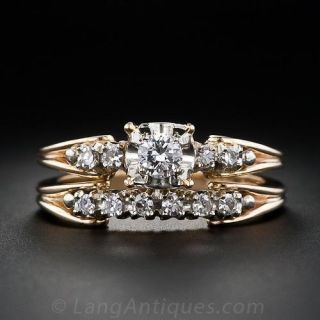 Mid Century  Diamond Wedding Set