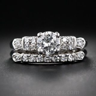 Mid-Century Diamond Wedding Set