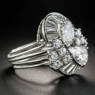 Mid-Century Double Pear Shape Diamond Cocktail Ring
