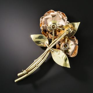 Mid-Century Double-Rose Brooch by Krementz