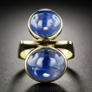 Mid-Century Double Sapphire Cabochon Ring
