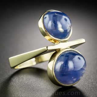 Mid-Century Double Sapphire Cabochon Ring