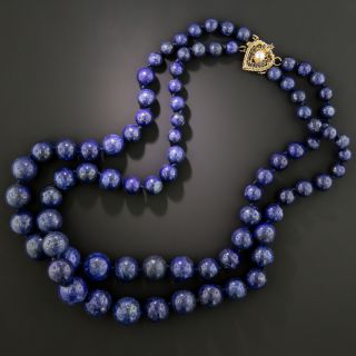 Mid-Century Double-Strand Lapis Lazuli Necklace - 3