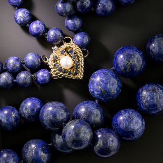 Mid-Century Double-Strand Lapis Lazuli Necklace