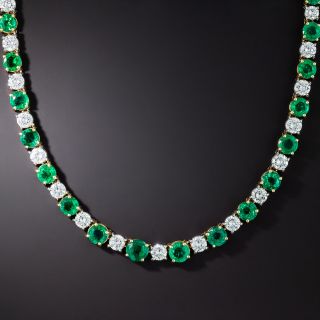 Mid-Century Emerald and Diamond Necklace - 3
