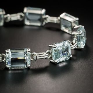 Mid-Century Emerald-Cut Aquamarine Link Bracelet - 2