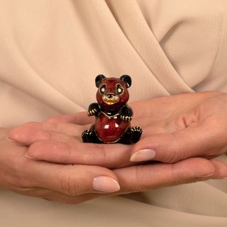 Mid-Century Enamel and Diamond Panda Pill Box by Pierino Frascarolo