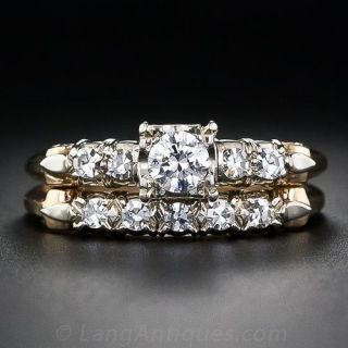 Mid-Century Engagement and Wedding Ring Set