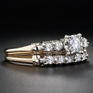 Mid-Century Engagement and Wedding Ring Set