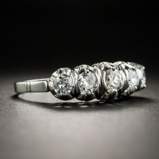 Mid-Century Five-Stone Diamond Platinum Band Ring