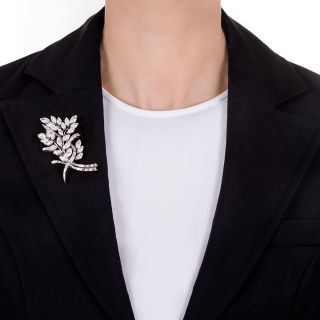 Mid-Century Foliate Bouquet Diamond Brooch 