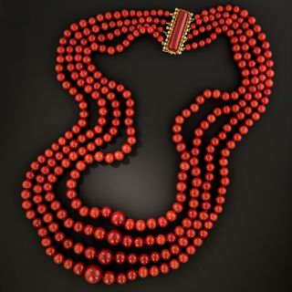 Mid-Century Four-Strand Coral Necklace - 2