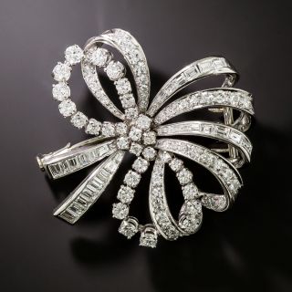 Mid-Century French Diamond Bow Brooch - 2