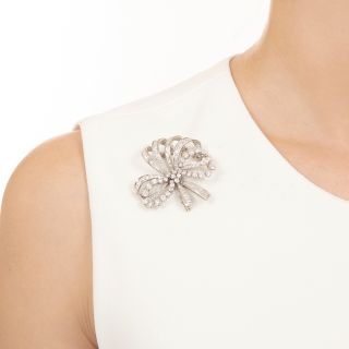 Mid-Century French Diamond Bow Brooch