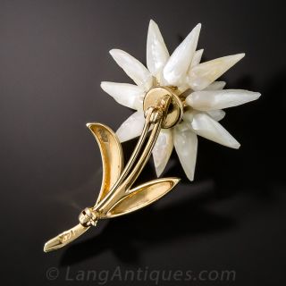 Mid-Century Freshwater Pearl Edelweiss Brooch