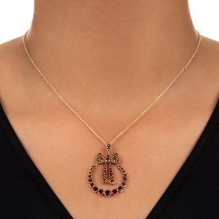 Mid-Century Garnet Wreath Pendant