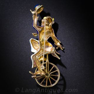 Mid-Century Gold and Enamel Clown Pin