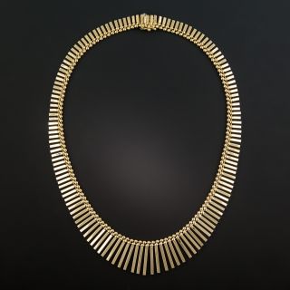 Mid-Century Gold Fringe Necklace - 1