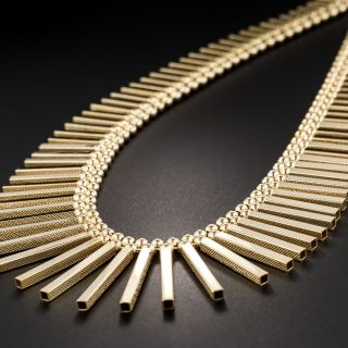 Mid-Century Gold Fringe Necklace