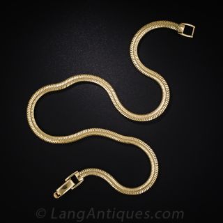 Mid-Century Gold Serpentine Necklace - 2