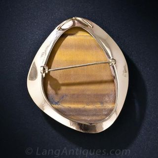 Mid-Century Gold Tiger's Eye Brooch
