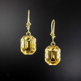 Mid-Century Golden Citrine Dangle Earrings - 2
