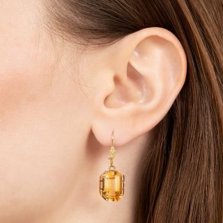 Mid-Century Golden Citrine Dangle Earrings
